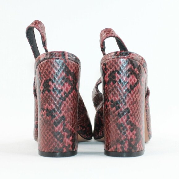 Asos Design Womens Sz 6 Faux Snakeskin Purple Slingback Block High Heels Pointed - Picture 7 of 11